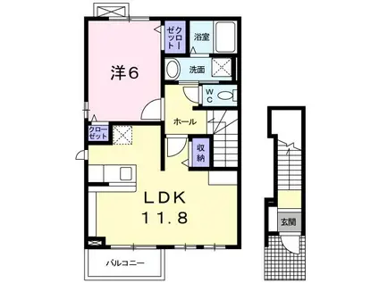 ROSE CASA(1LDK/2階)の間取り写真