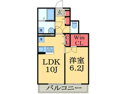 プリズム10番館(1LDK/1階)の間取り写真