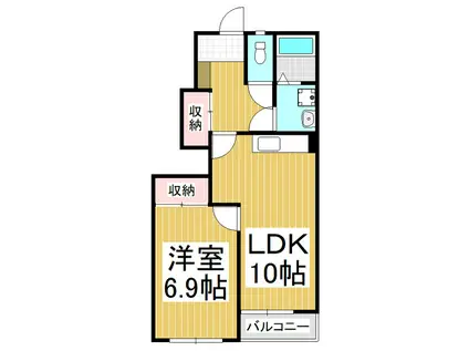 クレストール滝の沢(1LDK/1階)の間取り写真