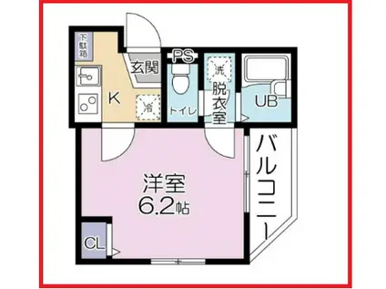 グランシャレー北千住II(1K/3階)の間取り写真