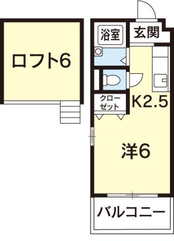 住吉レインボーハイツII(ワンルーム/2階)の間取り写真