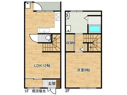 メゾンタートル(1LDK/1階)の間取り写真