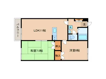 カーサ・ミネルバ(2LDK/1階)の間取り写真