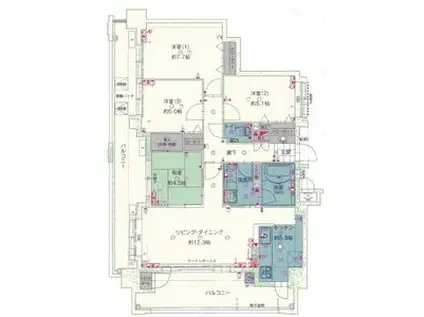 ヒルクレスト大橋RIVERWIND(4LDK/6階)の間取り写真