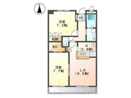 ウエスト ヒル (2LDK/5階)の間取り写真
