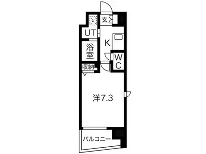 リヴィアス難波エアリー(1K/5階)の間取り写真