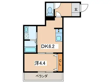 ルターナ黒部丘(1DK/3階)の間取り写真