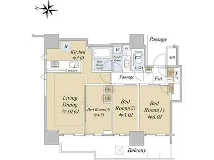 シティタワーズ板橋大山ノースタワー(3LDK/12階)の間取り写真