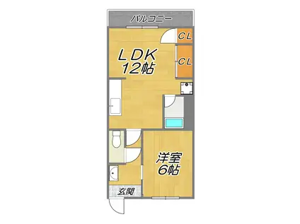 学研都市線四条畷 最上階  陽当たり良好(1DK/4階)の間取り写真