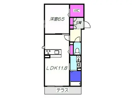 シャーメゾンオーク(1LDK/1階)の間取り写真