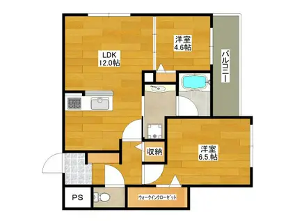トリシア江坂(2LDK/3階)の間取り写真