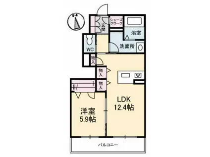 SHAMAISON ANGEROSE(1LDK/1階)の間取り写真