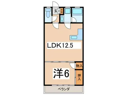 塩山駅前松本ビル(1LDK/2階)の間取り写真