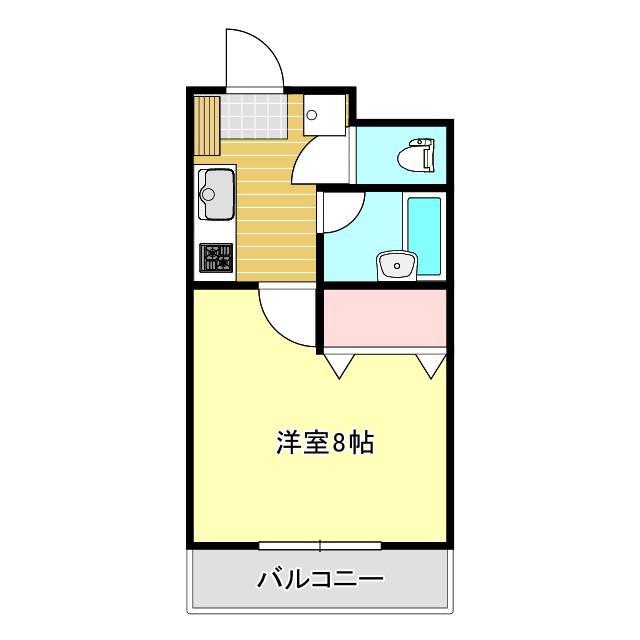 グランディール矢三D(1K/2階)の間取り写真