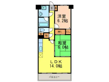 ヴィルヌーブ緑地公園ノースヒル(2LDK/3階)の間取り写真