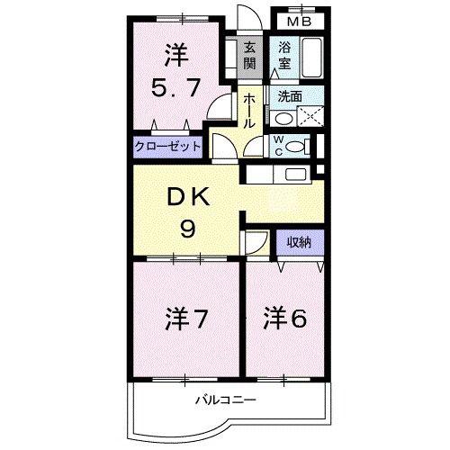 リバーシャトー(3DK/2階)の間取り写真
