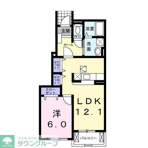 ファミールIV(1LDK/1階)の間取り写真