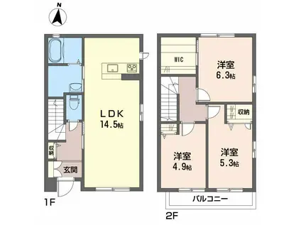 シャーメゾン向日葵 A棟(3LDK/2階)の間取り写真