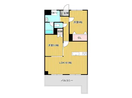 THE SQUARE・KOBAI PREMIUM(2LDK/2階)の間取り写真