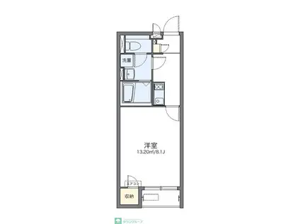 レオネクストレインボー上竹(1K/1階)の間取り写真