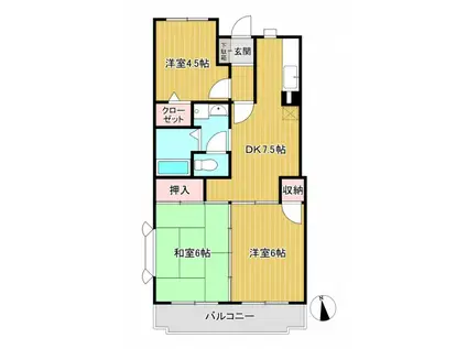 サンウィングたまプラーザ(3DK/4階)の間取り写真