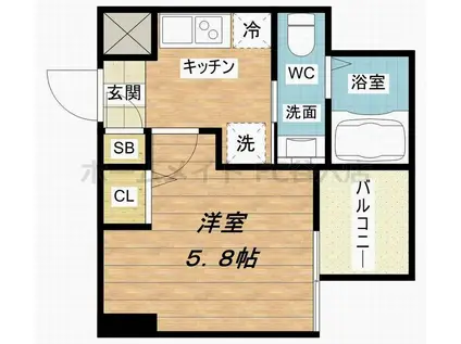 SERENITE本町REFLET(1K/14階)の間取り写真