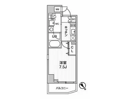ステージファースト浅草橋III(1K/7階)の間取り写真