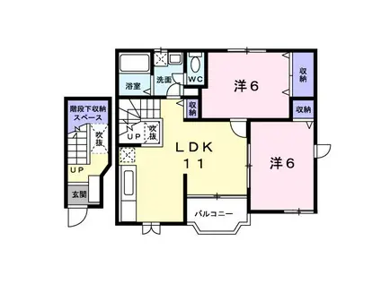 ラフィネ・ヴィラ(2LDK/2階)の間取り写真