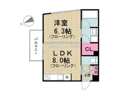 シルバラード 4(1LDK/4階)の間取り写真