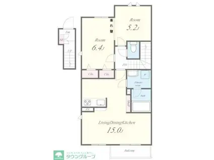 INSIDE SEA(2LDK/2階)の間取り写真