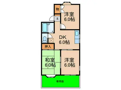 クイーンズコート東落合C(3DK/1階)の間取り写真