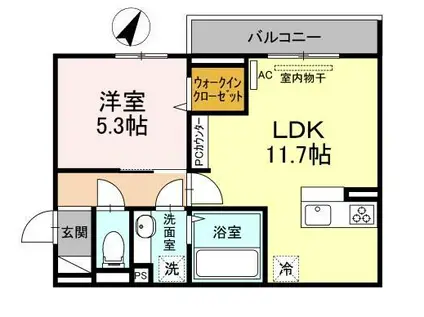 D-ROOM寺家駅前A棟  (1LDK/2階)の間取り写真