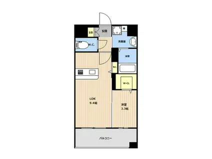 VALENTIA天神東(1LDK/13階)の間取り写真