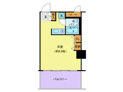 コスモ横浜鶴見(ワンルーム/2階)の間取り写真