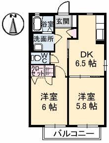 コーポ シャルダン(2DK/2階)の間取り写真