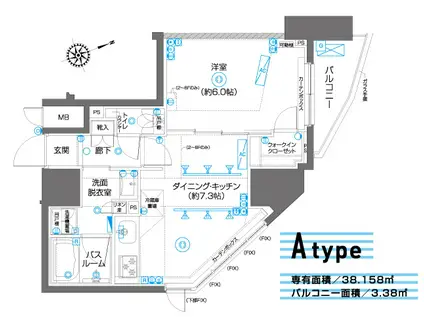 ZOOM駒込(1DK/2階)の間取り写真