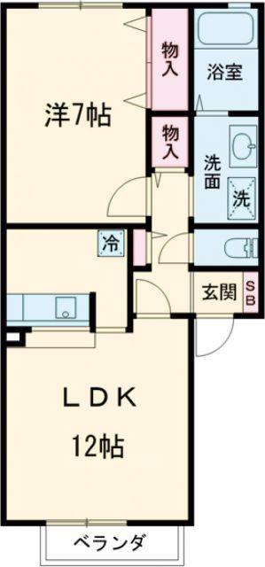 プレアデス・コートD(1LDK/1階)の間取り写真