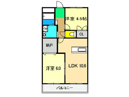 ルーナ マンション(2LDK/2階)の間取り写真