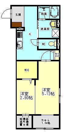 クレアール(2K/2階)の間取り写真