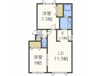 グランコリーヌI(2LDK/2階)の間取り写真