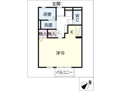 ベルレットII A棟(ワンルーム/1階)の間取り写真