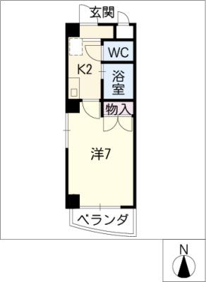 レクサス原(1K/4階)の間取り写真