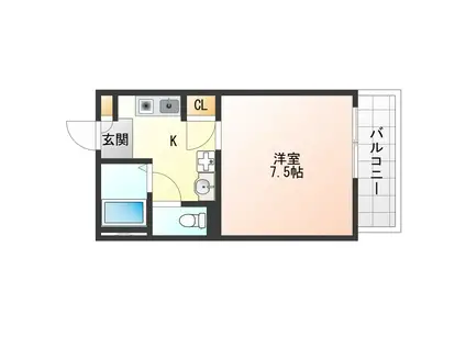 クラシス甲子園(ワンルーム/1階)の間取り写真