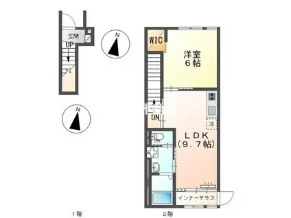 古賀町アパート(1LDK/2階)の間取り写真