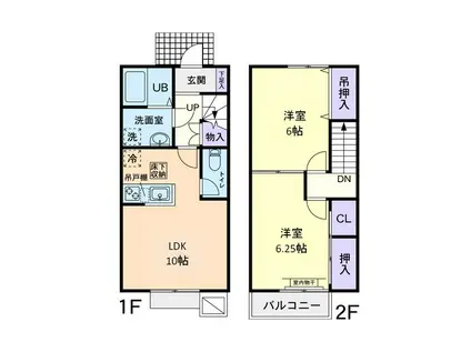 REVE B(2LDK/1階)の間取り写真