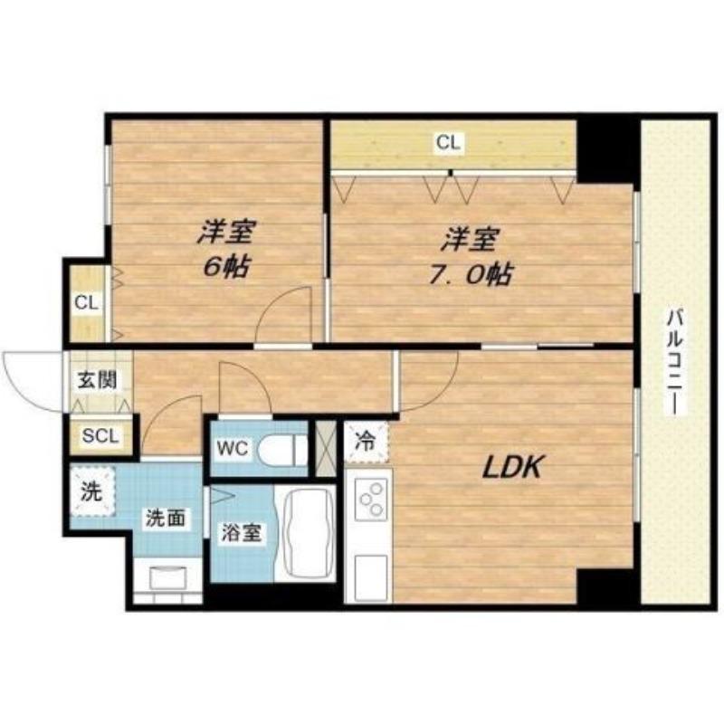 グランデュール林寺(2LDK/5階)の間取り写真