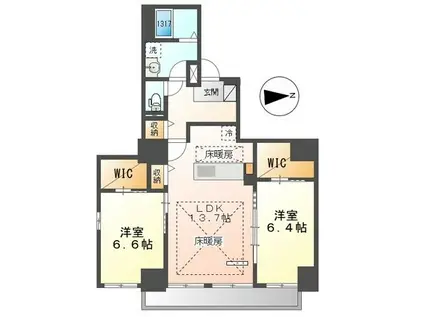 GRAND CHAINON金山(2LDK/6階)の間取り写真