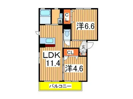 ソフィアE(2LDK/1階)の間取り写真