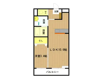 グローリアス ヒルII(1LDK/1階)の間取り写真