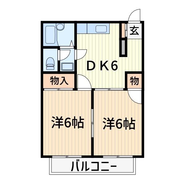 サンリベラル(2DK/4階)の間取り写真